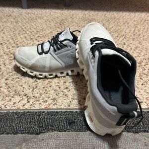On Cloud Women's Athletic Running Shoes — White with Black Accents